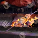 Paneer Tikka on a Grill  - Log, Colour and B&W