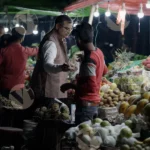 Man Buying Apples - Log, Colour and B&W