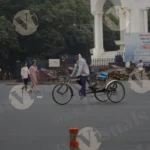 Rickshaw on Road - Log, Colour and B&W