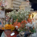 Mogra Flowers at a stall - Log, Colour and B&W