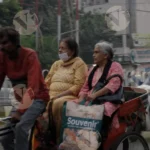Two old females on a Rickshaw - Log, Colour and B&W