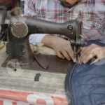 Man Sewing a Jacket - Log, Colour and B&W