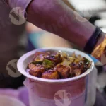 Chilli Paneer Getting Served - Log, Colour and B&W