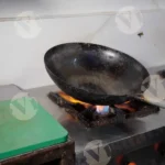 Pan on High Flame Gas Burner - Log, Colour and B&W