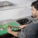 Chef Cutting Capsicum and Onion - Log, Colour and B&W