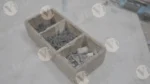 A wooden storage container with nails and screws - Log, colour and B&W - Image 3