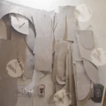 Pattern pieces for making a wardrobe - log, colour and B&W