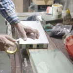 Applying tape on a Wood - Log, colour and B&W