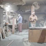 Plywood furniture manufacturing factory - log, colour and B&W