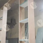The process of converting plywood into a shelf - log, colour and B&W