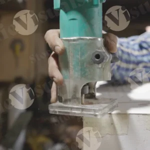 Carpenter shaping plywood - log, colour and B&W