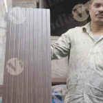 Man showing handmade plywood - Log, colour and B&W