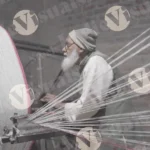 Man Working at a Weaving Machine - Log, colour and B&W