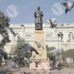 Statue of Swami Shraddhanand at chandini chowk - Log, colour and B&W