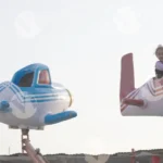 Children's airplane carousel - Log, colour and B&W