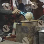 Chai being made on street (Tea) - Log, colour and B&W