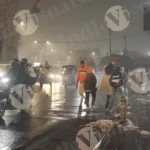 Street scene rainy or foggy night - Log, colour and B&W