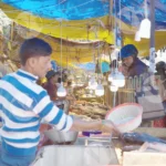 People Buying Fish from the Fish Market - Log, colour and B&W
