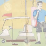 Golf Player vector illustration - Log, colour and B&W