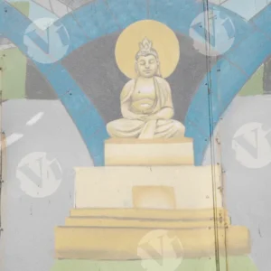 Buddha painting on the wall - Log, colour and B&W