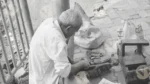 Elderly man, street cobbler, repairing shoes - Log, colour and B&W - Image 2
