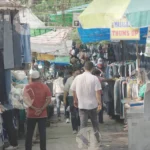 Crowded Street Market - Log, colour and B&W
