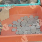 A Collection of old Indian Coins in Orange trays - Log, colour and B&W