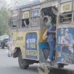 A Public Transportation Vehicle, likely used for Commuting within the City - Log colour and B&W