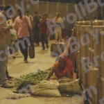 A Woman Selling Flowers at Night on street - Log, colour and B&W