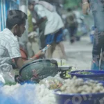 A Man Selling Vegetables on The Street - Log, colour and B&W
