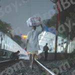 People Walking on the Track - Log, colour and B&W