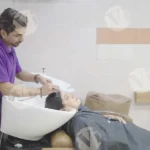 Women Getting their Hair Washed at a Salon - Log, colour and B&W