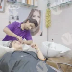 Hairdresser Washing Hair - Log, colour and B&W