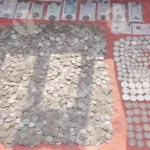 Old Coins on Street - Log, colour and B&W