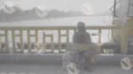 A Man is Sitting on The Bridge in Haridwar - Log, colour and B&W - Image 3