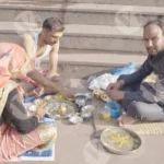 The Priest is Doing the puja - Log, colour and B&W