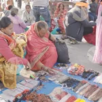Women Buying Locket (Mala) in Haridwar - Log, colour and B&W