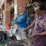 Making Tea in johri Bazar Jaipur Market - Log, colour and B&W