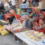 Women's Selling Bangles on Street Market - Log, colour and B&W