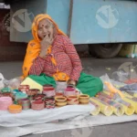 Women Selling Bangles on Street - Log, colour and B&W