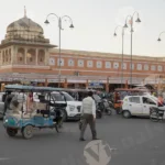 Johri Bazar traffic Jaipur - Log, colour and B&W