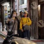 People Walking in a Market Street - Log, colour and B&W