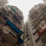 Low-Angle view of Tall Apartment Buildings - Log, colour and B&W