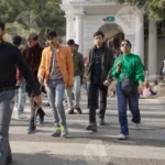 People are Crossing the Road - Log colour and B&W