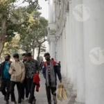 People Walking on Sidewalk in Connaught Place - Log, colour and B&W