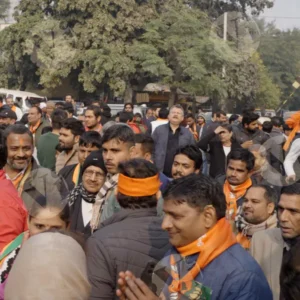 BJP (Politicians) Rally on Road - Log, colour and B&W
