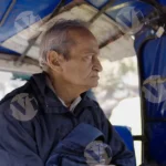 Old Passenger in a Local Transport - Log, Colour and B&W