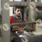 Man Working on Paper Plate Factory - Log, colour and B&W