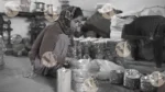 Woman Packing Paper Plate - Log, colour and B&W - Image 2