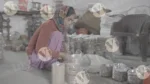 Woman Packing Paper Plate - Log, colour and B&W - Image 3